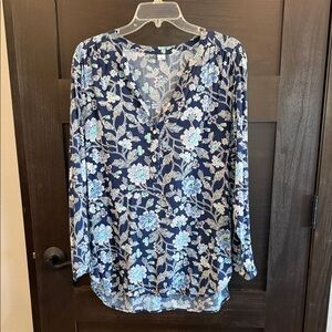 Old Navy Navy Blue Floral Blouse